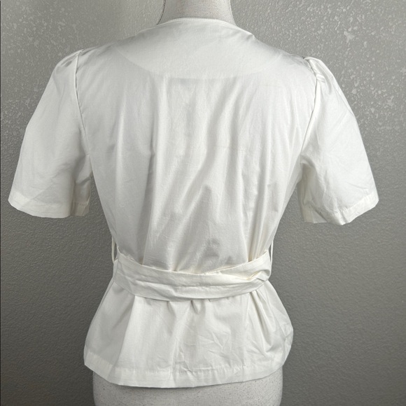 Dazy Elegant White Belted Women's Coastal Casual Business Career Top Size M New! - Picture 5 of 8